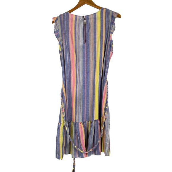 Marine Layer NWT Laney Mini Dress Linen Blend Blue Variegated Stripe Size XL - Picture 5 of 12